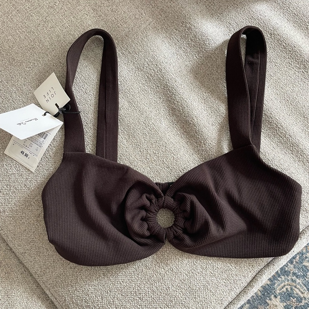 Massimo Dutti Brown Bikini Top